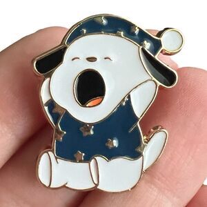 Kawaii Sleeping Pooch White Dog in Pajamas Enamel Pin
